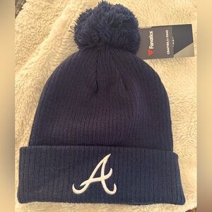 Fanatics Dark Blue Beanie with Pom and Embroidered Logo